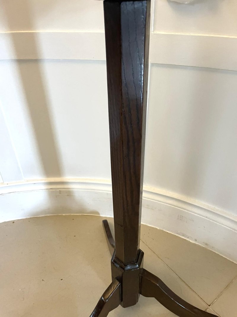 Unusual Antique George l Quality Burr Oak Candle/Lamp Stand - Image 6